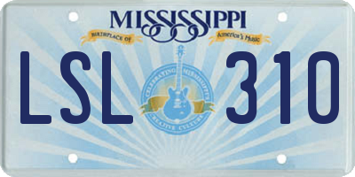 MS license plate LSL310
