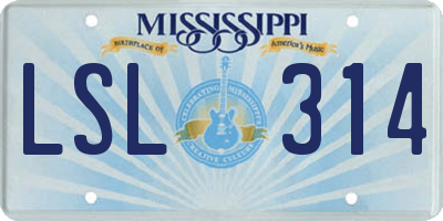 MS license plate LSL314
