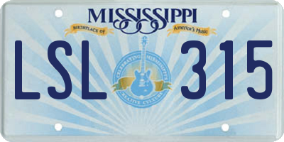 MS license plate LSL315
