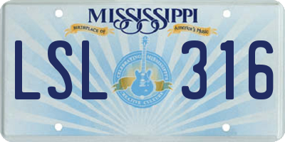 MS license plate LSL316