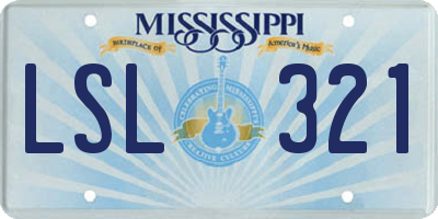 MS license plate LSL321