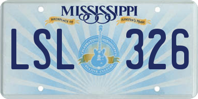 MS license plate LSL326