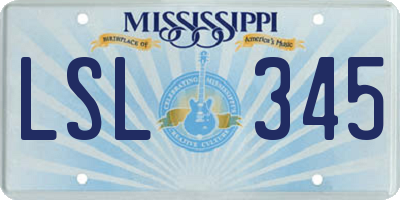 MS license plate LSL345