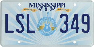 MS license plate LSL349