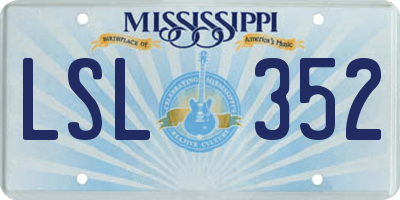 MS license plate LSL352