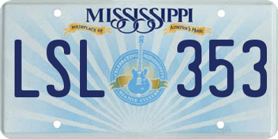 MS license plate LSL353