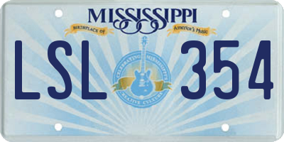 MS license plate LSL354