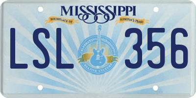 MS license plate LSL356