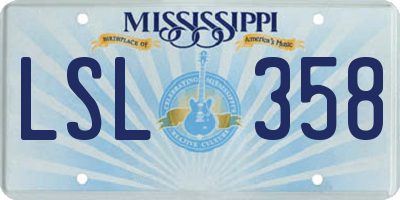 MS license plate LSL358