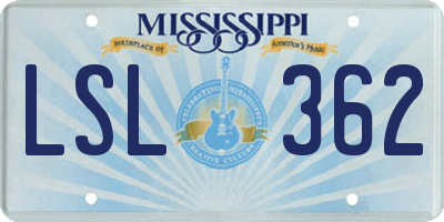 MS license plate LSL362