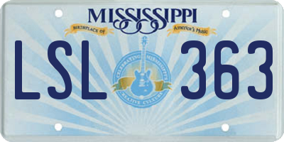 MS license plate LSL363