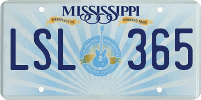 MS license plate LSL365