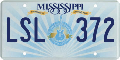 MS license plate LSL372