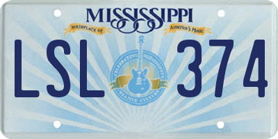MS license plate LSL374