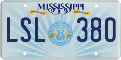 MS license plate LSL380