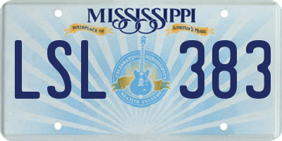 MS license plate LSL383