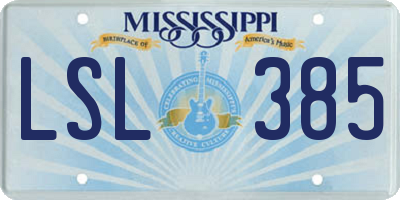 MS license plate LSL385