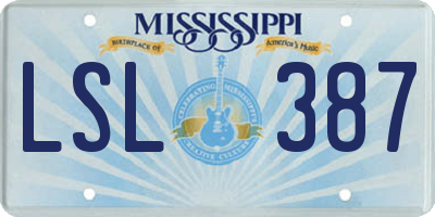 MS license plate LSL387