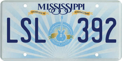 MS license plate LSL392