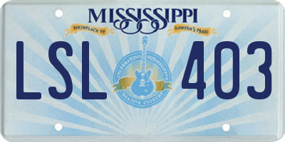 MS license plate LSL403