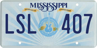 MS license plate LSL407