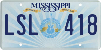 MS license plate LSL418