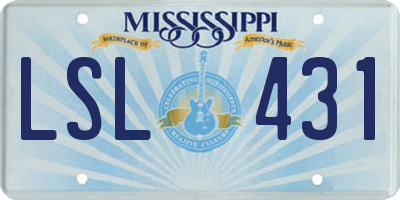 MS license plate LSL431