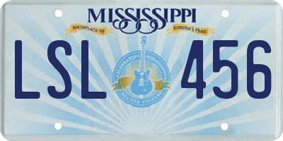 MS license plate LSL456