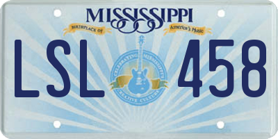 MS license plate LSL458