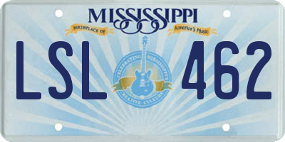 MS license plate LSL462