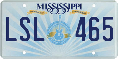 MS license plate LSL465