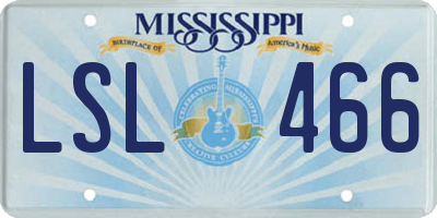 MS license plate LSL466