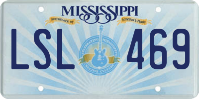 MS license plate LSL469