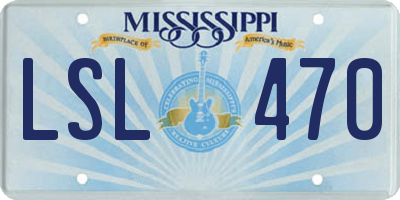 MS license plate LSL470