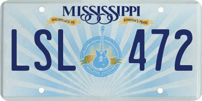 MS license plate LSL472