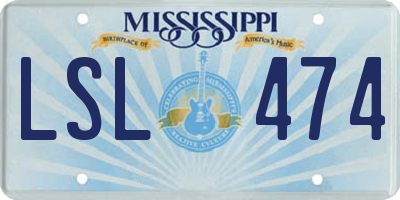 MS license plate LSL474