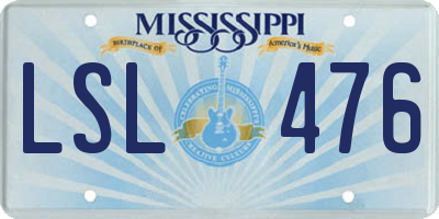 MS license plate LSL476