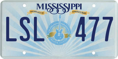 MS license plate LSL477