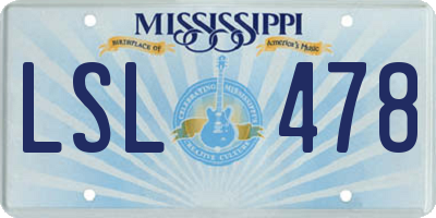 MS license plate LSL478