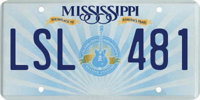 MS license plate LSL481