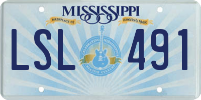 MS license plate LSL491