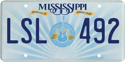 MS license plate LSL492