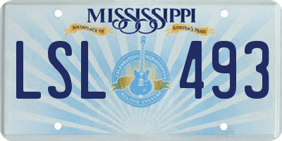 MS license plate LSL493