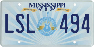 MS license plate LSL494