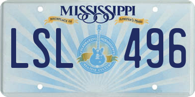 MS license plate LSL496