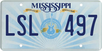 MS license plate LSL497