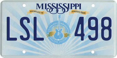 MS license plate LSL498