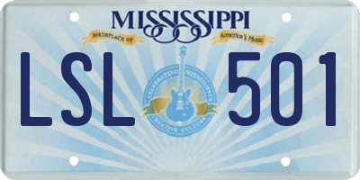 MS license plate LSL501