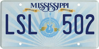 MS license plate LSL502