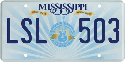 MS license plate LSL503